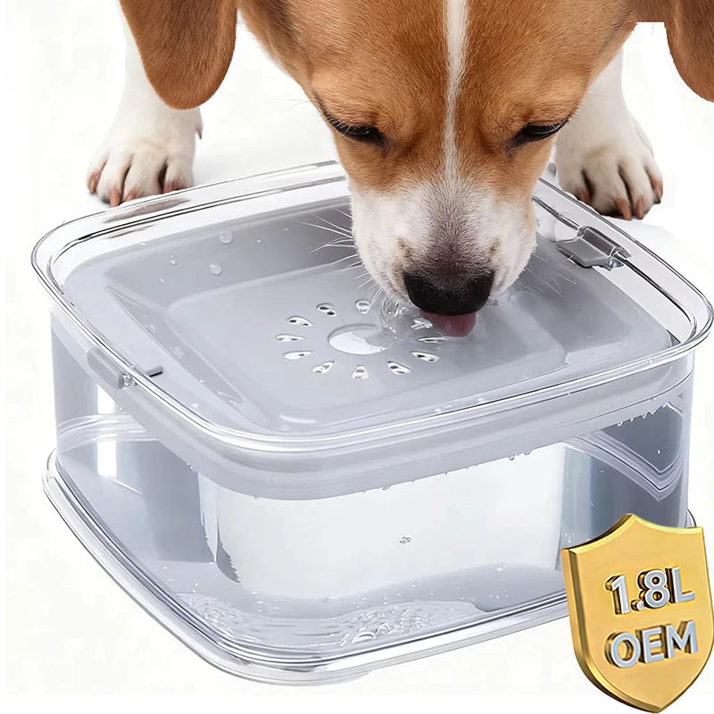 1.8L Transparent Dog Water Bowl Anti-Spill Slow Pet Water Feeder Plastic Dog Bowl for Travel Dog Fountain Cat Bowls
