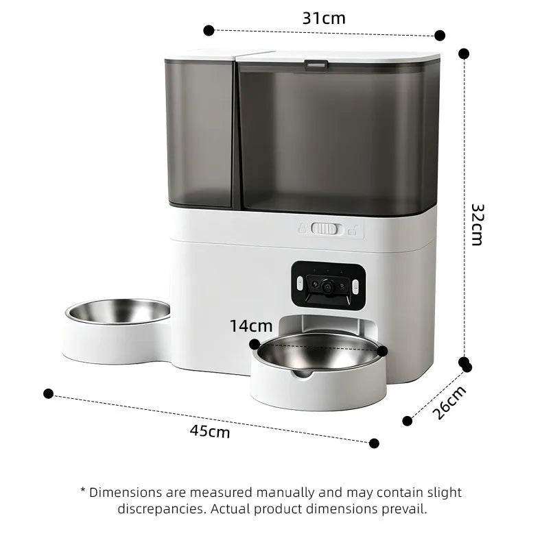 2026 New 5L Automatic Cat Feeder with Stainless Steel Water Bowl Dog 5G Smart Pet Feeder with Camera Voice Interaction OEM ODM