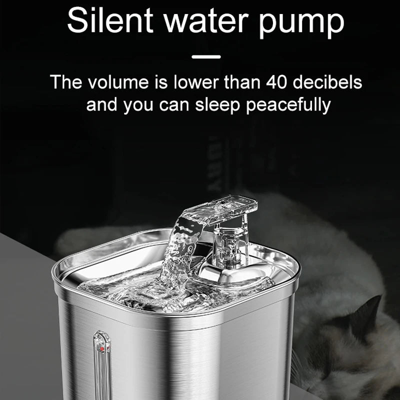 OEM 2.2L Stainless Steel Smart Cat Water Fountain Charge Automatic Circulation Luxurious Stylish Design LCD Display Eco-Friendly
