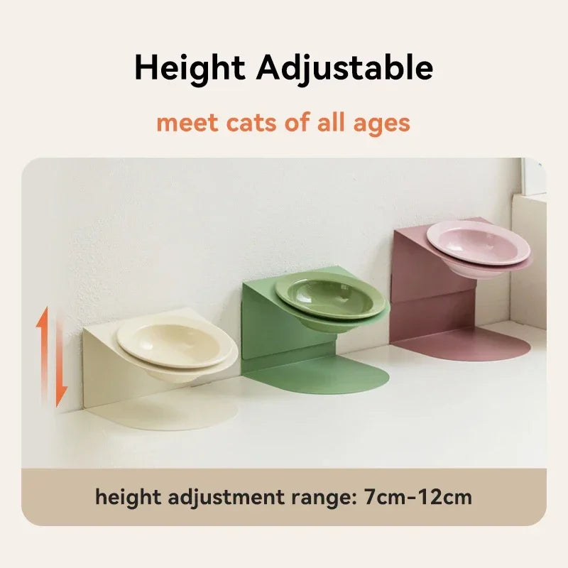 Ceramic Cat Bowl Small Dogs Height Adjustable Protecting Cervical Spine Anti Overturning Food and Water Feeding Bowls