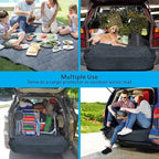 Custom Oxford Waterproof SUV Trunk Protection Mat & Rear Seat Cover with Plaid Pattern for Dogs