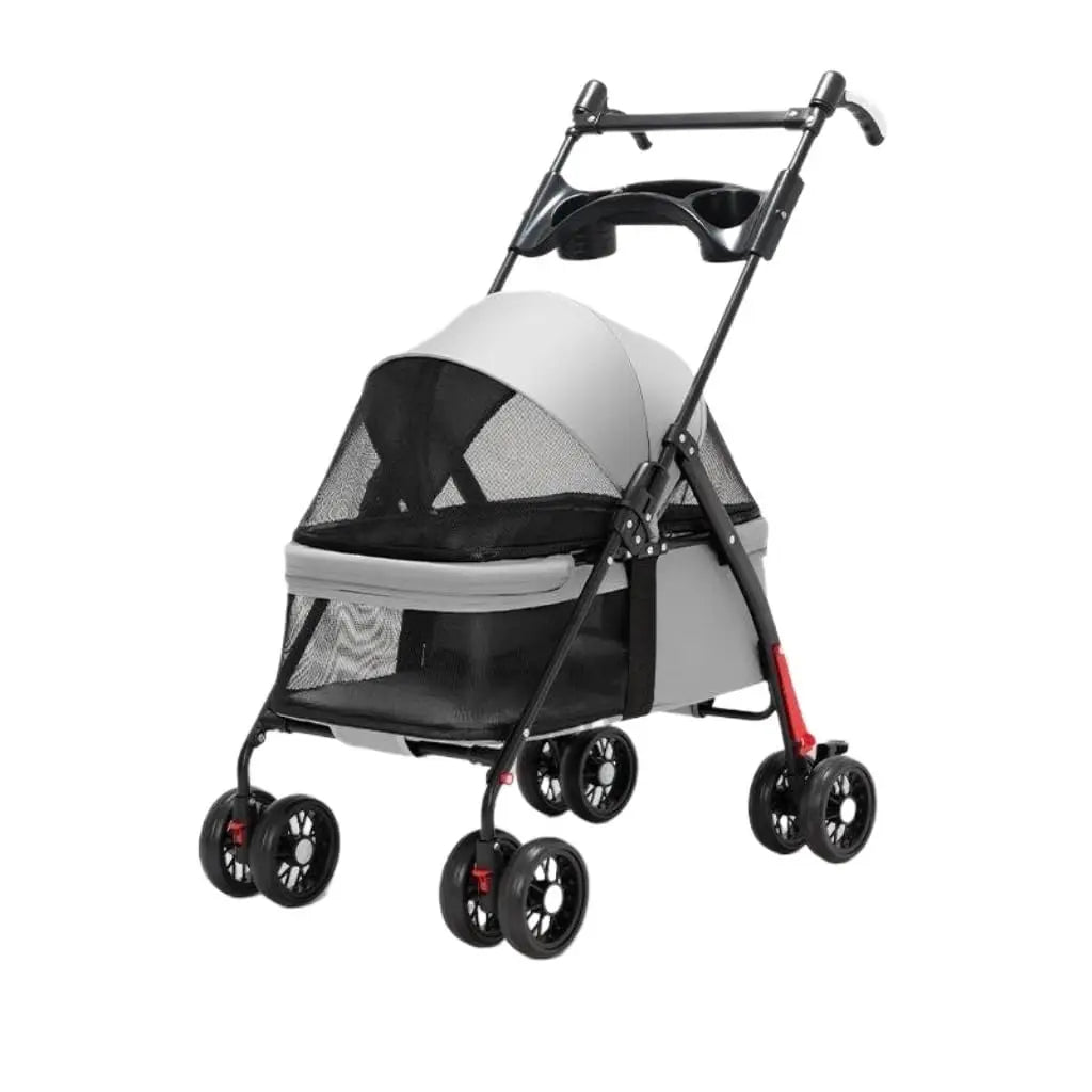 Pet Stroller Small Pull Cart Puppy Dog Walking Cart Lightweight Foldable Oxford Adjustable Zipper for Outdoor Use