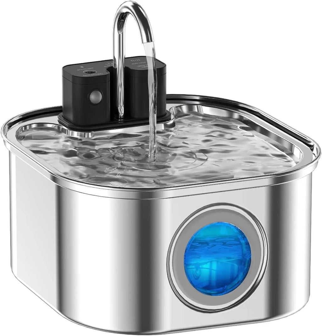 3.2L Automatic Cat Water Fountain USB Rechargeable 4000mah Battery Dual Power Wireless Pet Fountain Stainless Steel