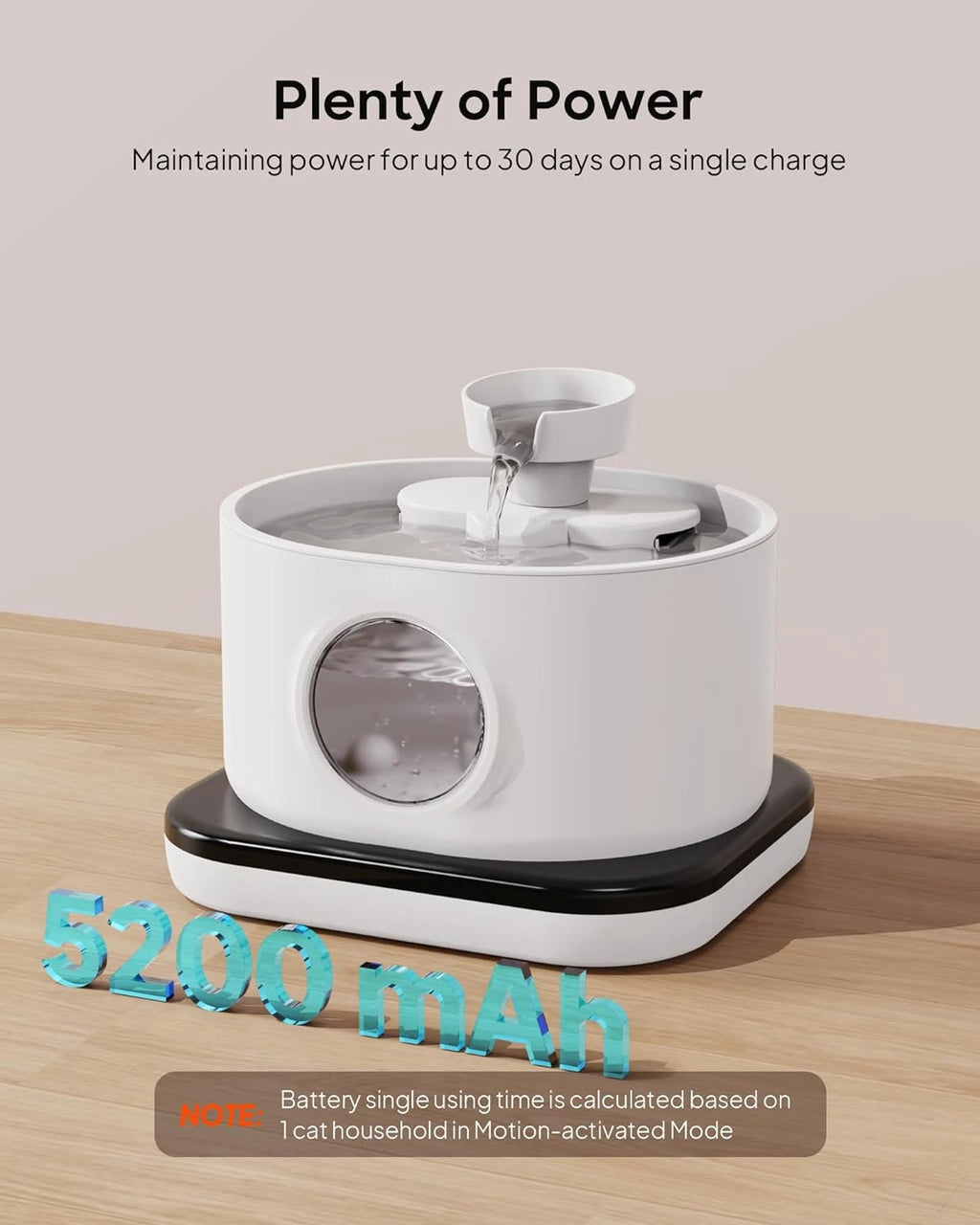 OEM Wireless Sensor Cat Water Fountain Automatic 5200mAh Battery Pet Water Dispenser 95oz/2.8L Rechargeable Cat Fountain ODM