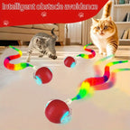 Automatic Rolling Cat Ball Toy with LED Lights Colorful Tail USB Rechargeable Fits All Cat Sizes Indoor Interactive Cat Toy