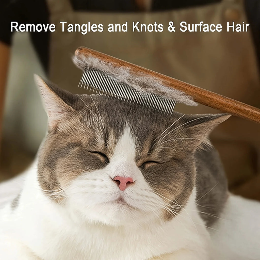 Professional Pet Grooming Brush Gentle Slicker Softwood Hair Remover Durable Wooden Handle Safe Portable Fluffy Coat Care Tool