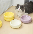 High Capacity White Ceramic Cat Bowl Large Wide Mouth Monolayer for Protection Cervical Vertebrae for Cat Food Rice Other Meals