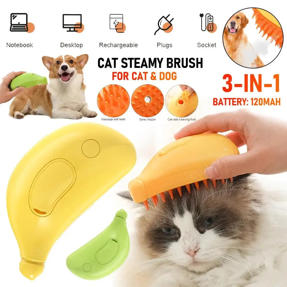 120mAh Cat Steam Brush Steamy Dog Brush 3 in 1 Electric Spray Cat Hair Brushes for Massage Pet Grooming Comb Hair Removal Combs