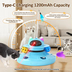 4 in 1 Automatic Interactive Plastic Cat Toy Rechargeable Indoor Kitten Toys with Feather and Track Balls