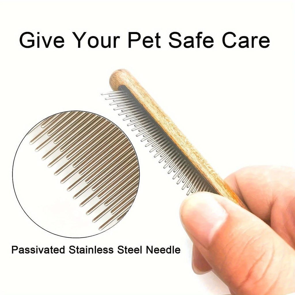 Professional Pet Grooming Brush Gentle Slicker Softwood Hair Remover Durable Wooden Handle Safe Portable Fluffy Coat Care Tool
