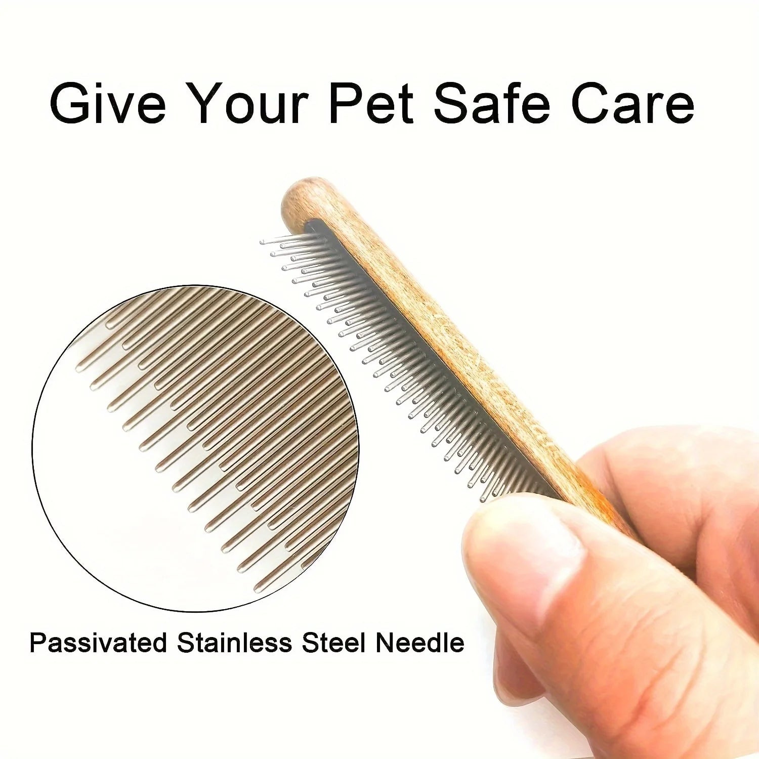 Professional Pet Grooming Brush Gentle Slicker Softwood Hair Remover Durable Wooden Handle Safe Portable Fluffy Coat Care Tool