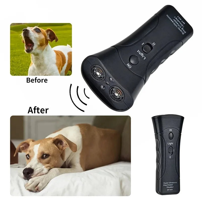 Dropshipping Electronic Pet Dog Repeller LED Ultrasonic Anti Barking Device Ultrasonic Anti Bark Training Equipment Battery Work