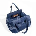 Travel Safety Bolster Vintage Denim Patchwork Dog Car Seat Bed with Safety Buckle Customized LOGO Luxury Dog Beds Pet Car Seat