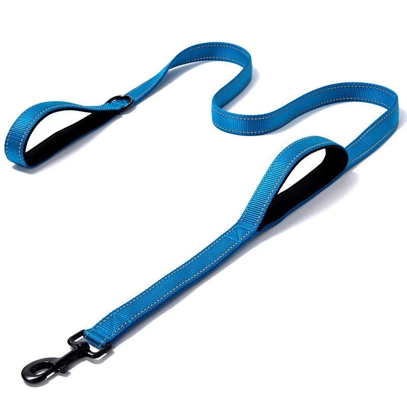 Reflective Dog Leash 2 Handles by Padded Traffic Handle for Extra Control Perfect for Medium to Large Dog Products