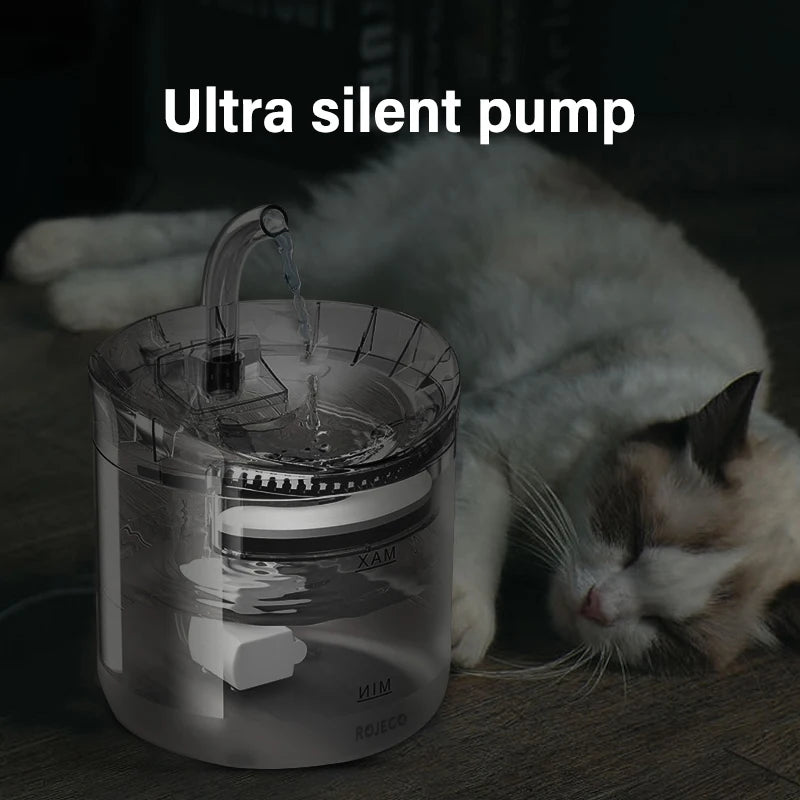 2L Portable Transparent Automatic Pet Water Dispenser Smart Cat Water Fountain Sensor Eco-Friendly Plastic Ultra Silent Charge