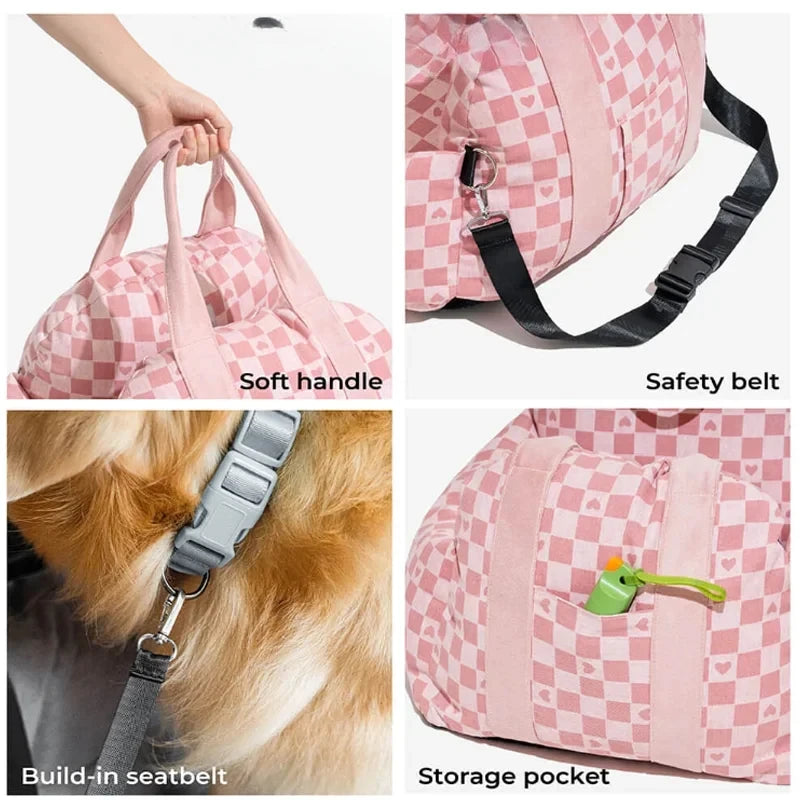 Custom Portable Dog Car Seat Nonslip Dog Carriers Safe Travel Kennel Bed for Small Dog Beds