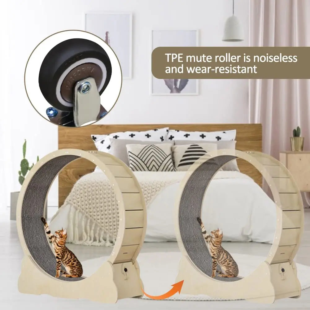 Cat Exercise Wheel Indoor Toy Cat Interactive Toys Large Cat Running Wheel with Carpeted Runway Pet Supplies