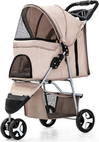 4 Wheels Pet Travel Trolley Cat Dog Jogger Stroller with Cup Holder and Storage Basket Pet Pushchair for Small Medium Cats Dogs