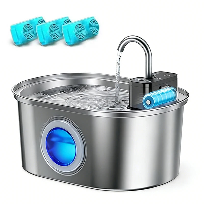 Wholesale 3.2L Stainless Steel Cat Water Fountain Wireless Sensor Smart Automatic Pet Water Dispenser OEM Cat Fountain 4000mAh