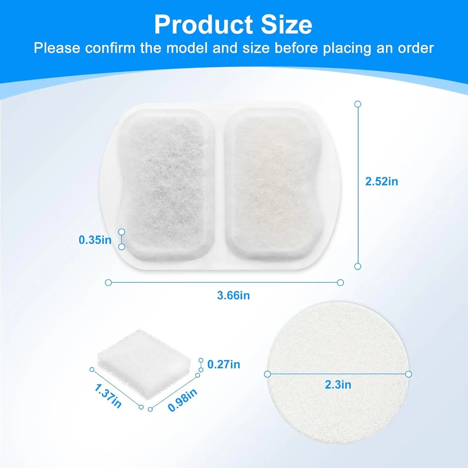 8 Sets Automatic Portable Dog Water Fountain Filter Replacement Filters Compatible for 7L/230oz Stainless Steel Pet Water Bowl