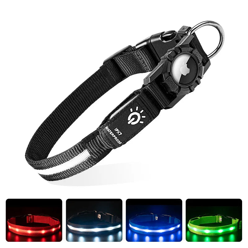 Waterproof IPX 7 Dog Collars for AirTag Protector Luminous Electronic Pet Collar for Air Tag Anti-lost USB Charging Pet Supplies