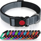 Reflective Personalized Dog Collar with Safety Locking Buckle Adjustable Nylon for Dogs-OEM Custom Logo