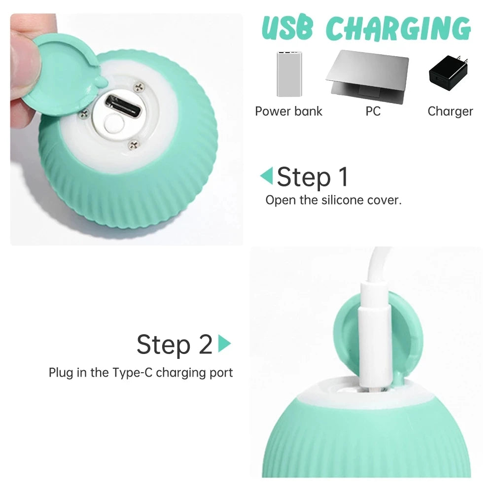 Smart Interactive Electronic Pet Cat Ball Eco-Friendly Automatic Rolling Indoor Play Kitten Training Toys