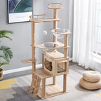 Eco-Friendly Cat Scratcher Tower with Sisal Posts and Wood Frame Cat Toys Tree Hammock Climbing Frame Carton Packed
