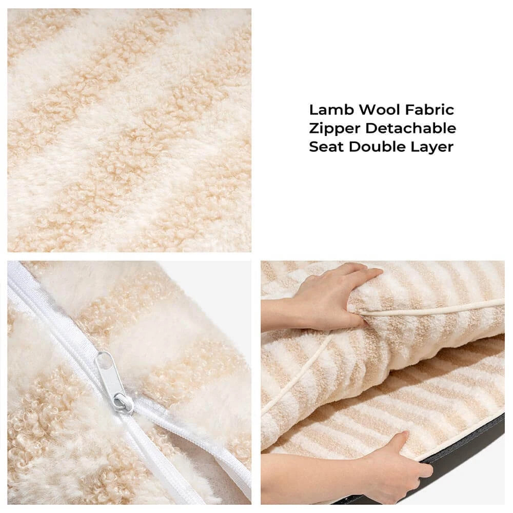 Trendy Eco-Friendly & Breathable Double Layer Dog & Cat Sofa Bed Luxury Cat Products Custom LOGO Striped Lambswool Couch Bed