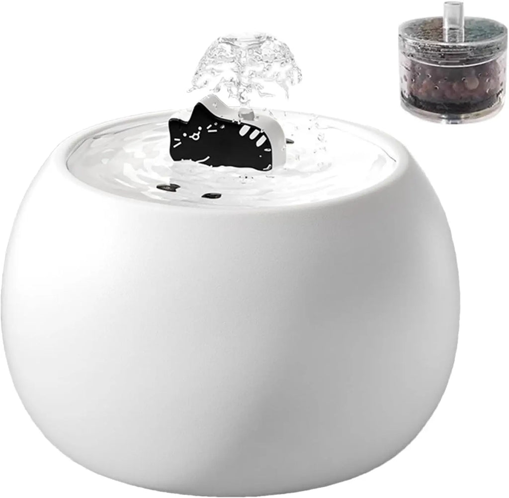 1.5L Automatic Cat Water Dispenser Fountain Rechargeable Pet Water Dispenser with Long-Lasting Filtered Sensor Ceramic Cat Bowl