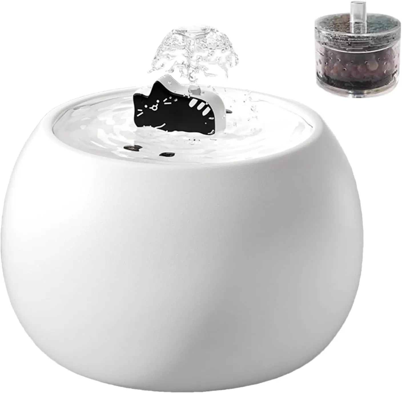 1.5L Automatic Cat Water Dispenser Fountain Rechargeable Pet Water Dispenser with Long-Lasting Filtered Sensor Ceramic Cat Bowl