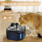 Wireless Cat Water Dispenser with Replacement Filters 108oz/3.2L Pet Water Fountain 1800mah Battery Operated with Sensor