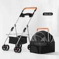 Foldable Pet Stroller for Dogs Cats Lightweight with Bag Detachable External Push Dog Walking Detachable Dog Carry