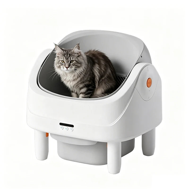 Custom Open-Top Automatic Cat Litter Box Self-cleaning Litter Box for Cats APP Control Odor-Free Waste Disposal with Trash Bags