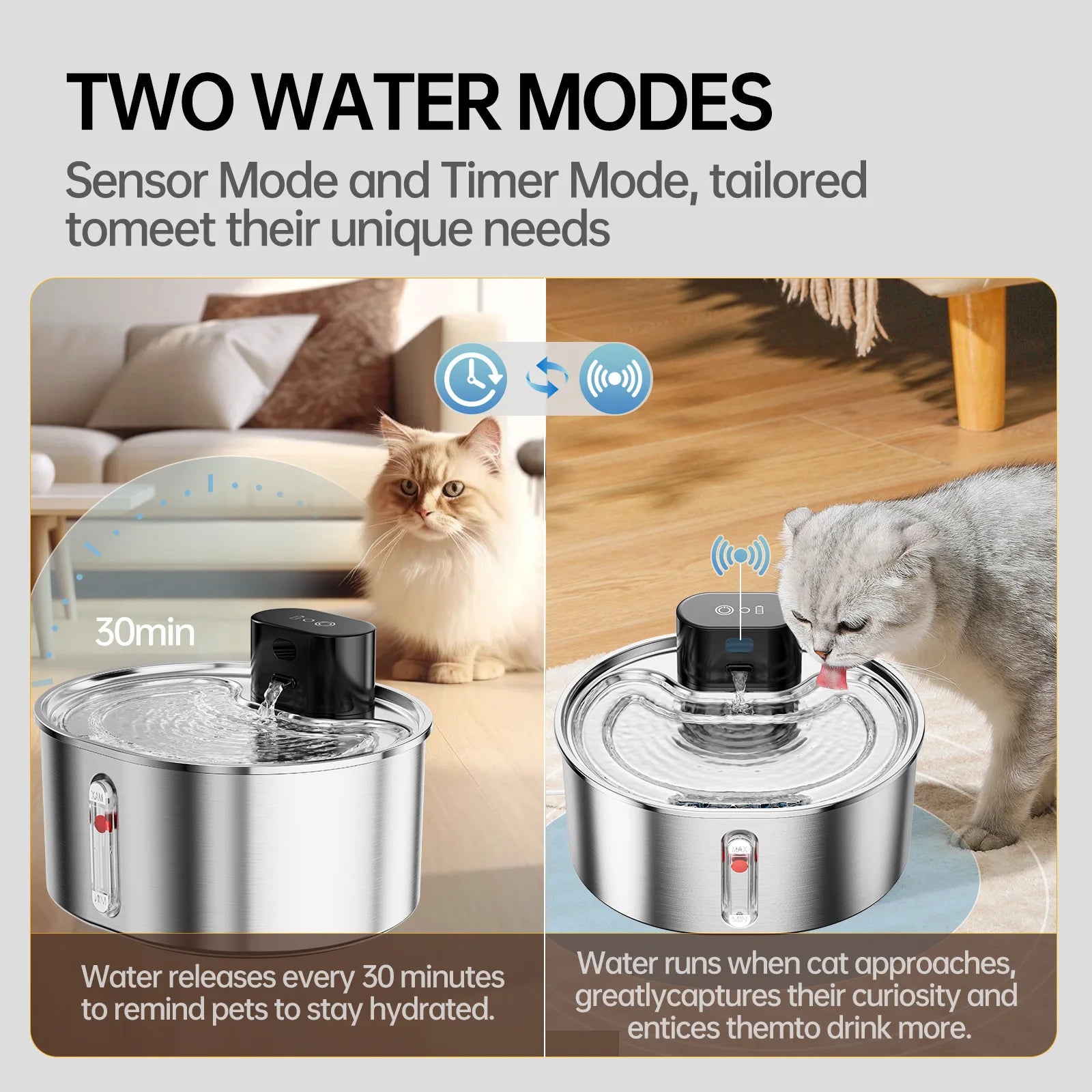 5000mah Portable Automatic Cat Water Fountain OEM 3.2L Smart Pet Drinking Fountain with Stainless Steel Filter for Cats and Dogs