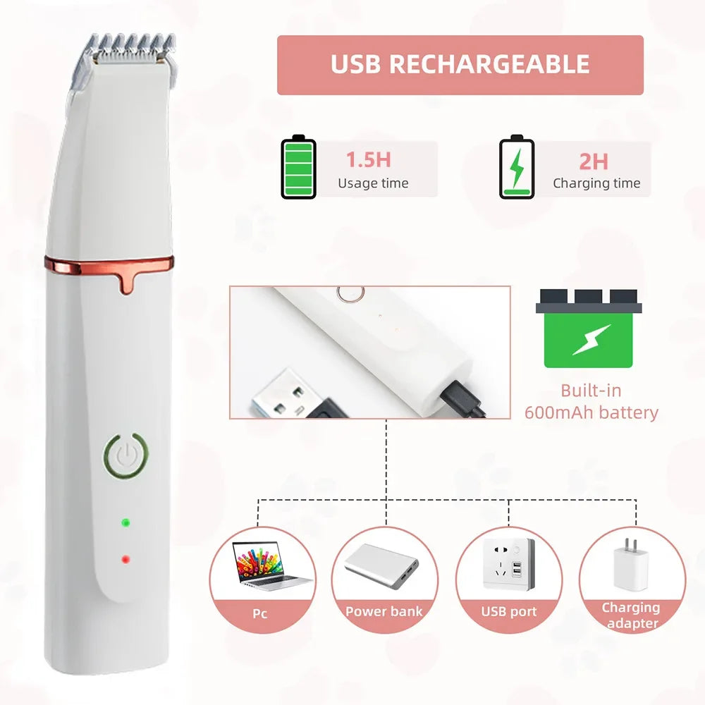 4 in 1 Dog Clippers Pet Hair Grooming Kit Low Noise Dog Paw Cleaner Trimming Paw Eyes Ears Face Dog Cleaning Pet Hair Clipper
