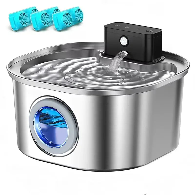 OEM 3.2L Stainless Steel Wireless Cat Water Fountain with 3pcs Filters 4000mah Automatic Pet Drinking Fountain Manufacturer
