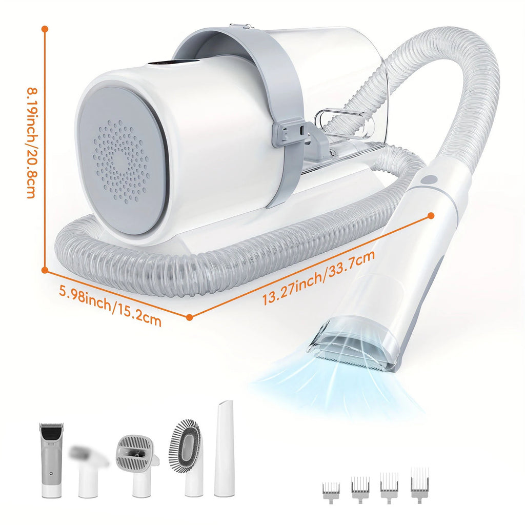 5-in-1 Dog Grooming Vacuum Kit Strong Pet Hair Removal Professional Clippers 6 Guide Combs Pet Grooming Tools for Dogs Cats