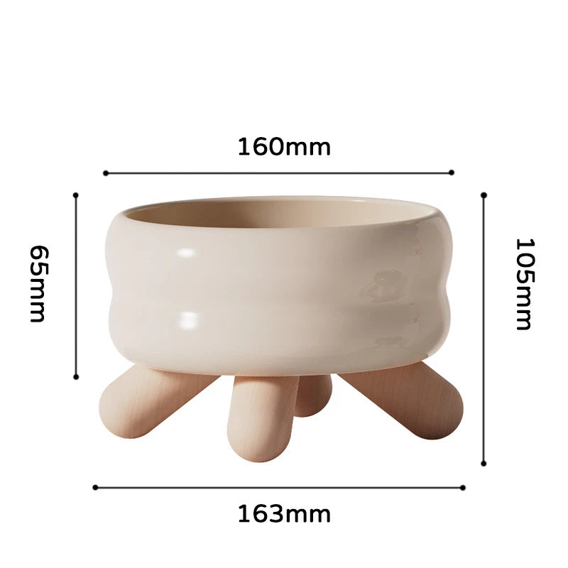 Ceramic Cat Bowl Flower Design Cat Food Bowl High Foot Water Plate Snack Dish with Stand for Neck Protection Drinking Water