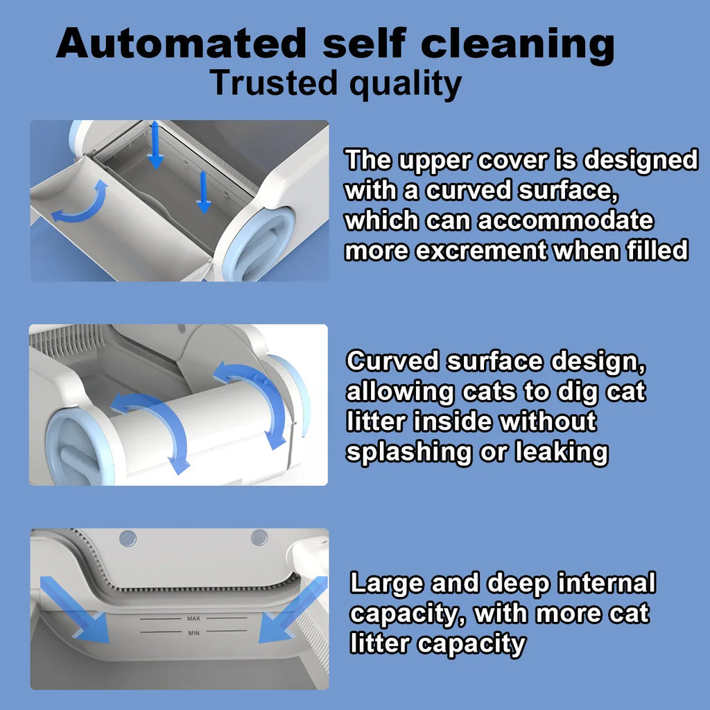 Open Design Automatic Cat Litter Cat Pan App Control Auto Clean Smart Litter Pan Pet Cat Supplies