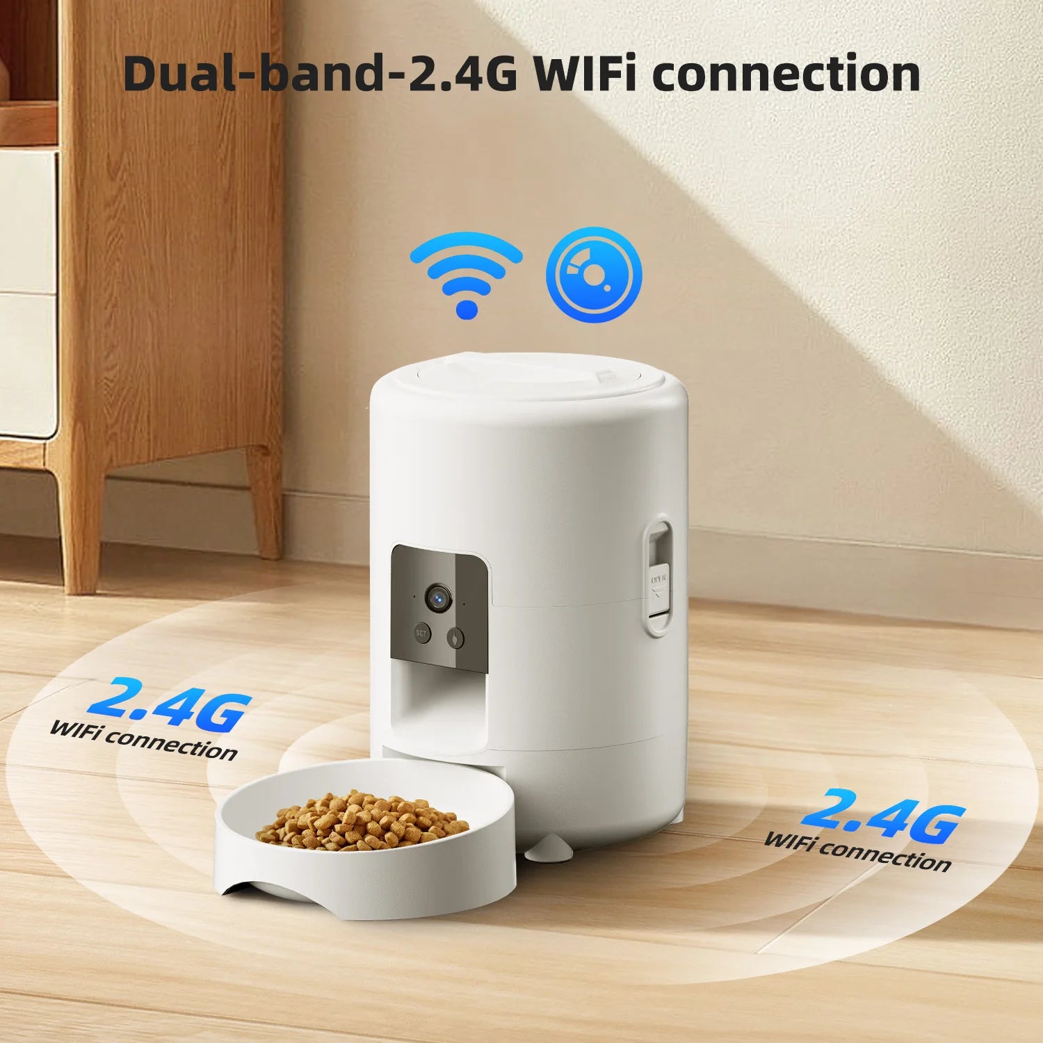 Custom 2L Automatic Cat Feeder with Camera 1080P HD Video with Night Vision 2.4G WiFi Smart Pet Feeder with Camera