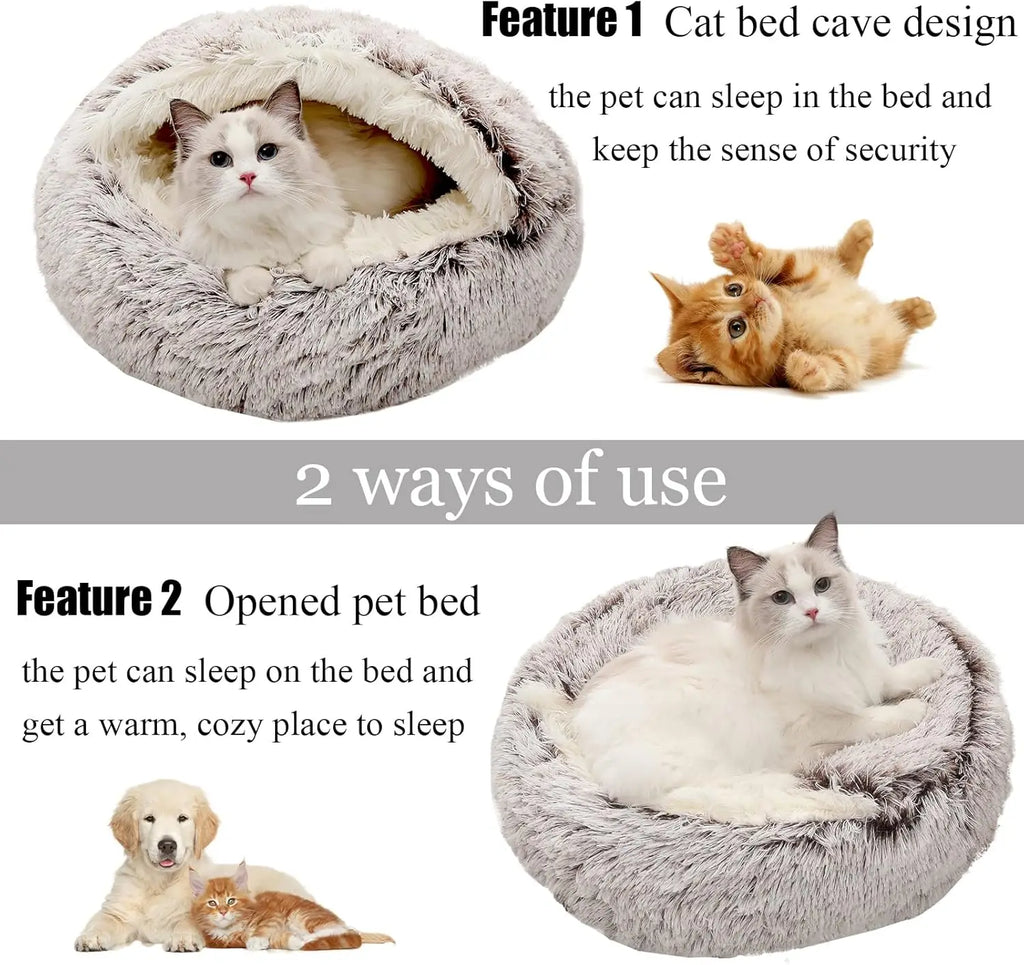 Summer All Seasons Round Shape Long Plush Warm Cozy Comfy Pet Dog & Cat Bed Large Dog Cushion