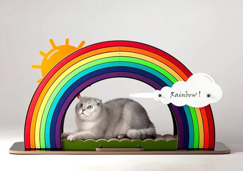 Petree Rainbow Cat Scratcher Post Corrugated Paper Sisal Climbing Frame Home Furniture Cat Toys Tree