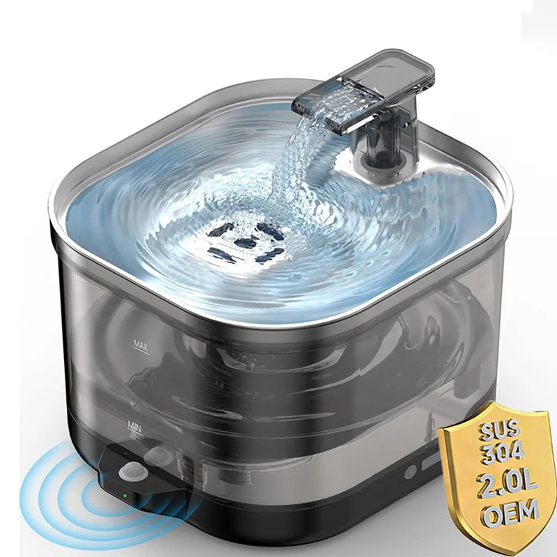 ODM OEM 2L 5000mah Wireless Pet Water Dispenser Automatic Circulation Smart Cat Fountain Custom Dog Water Fountain Pet Supplies