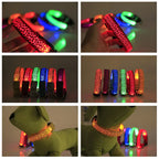 Adjustable Nylon LED Dog Collar Luminous Leopard Print Glowing Lights Electronic Pet Collars Night Safety Flashlight LED Collars