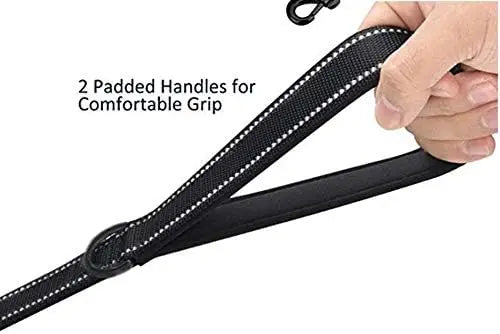 Reflective Dog Leash 2 Handles by Padded Traffic Handle for Extra Control Perfect for Medium to Large Dog Products