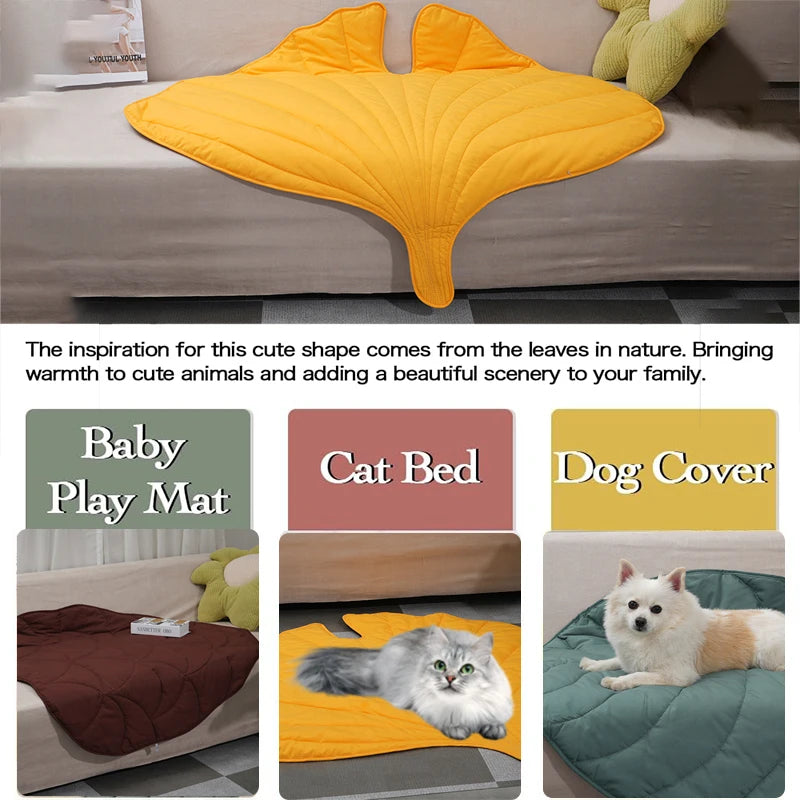 Decorative 3D Leaves Shaped Pet Blanket Cushion Household Cat Dog Blanket Soft Cooling Dog Mat Blankets for Dog Bed Couch Sofa