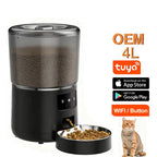 4L Automatic Cat Feeder Stainless Steel Smart WIFI APP Controlled with LCD Display and Time Setting Smart Pet Feeder
