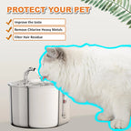 8pcs Cat Water Fountain Replacement Filters Carbon + Foam Filters Replacement Filters for 2.6L Stainless Steel Cat Fountain