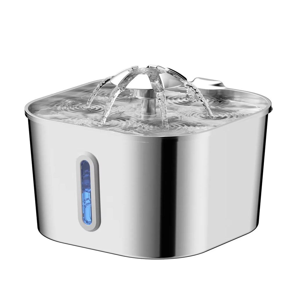 OEM Stainless Steel 2.2L Automatic Pet Water Dispenser Cat Water Fountain with Water Level Window New Cat Products ODM Custom